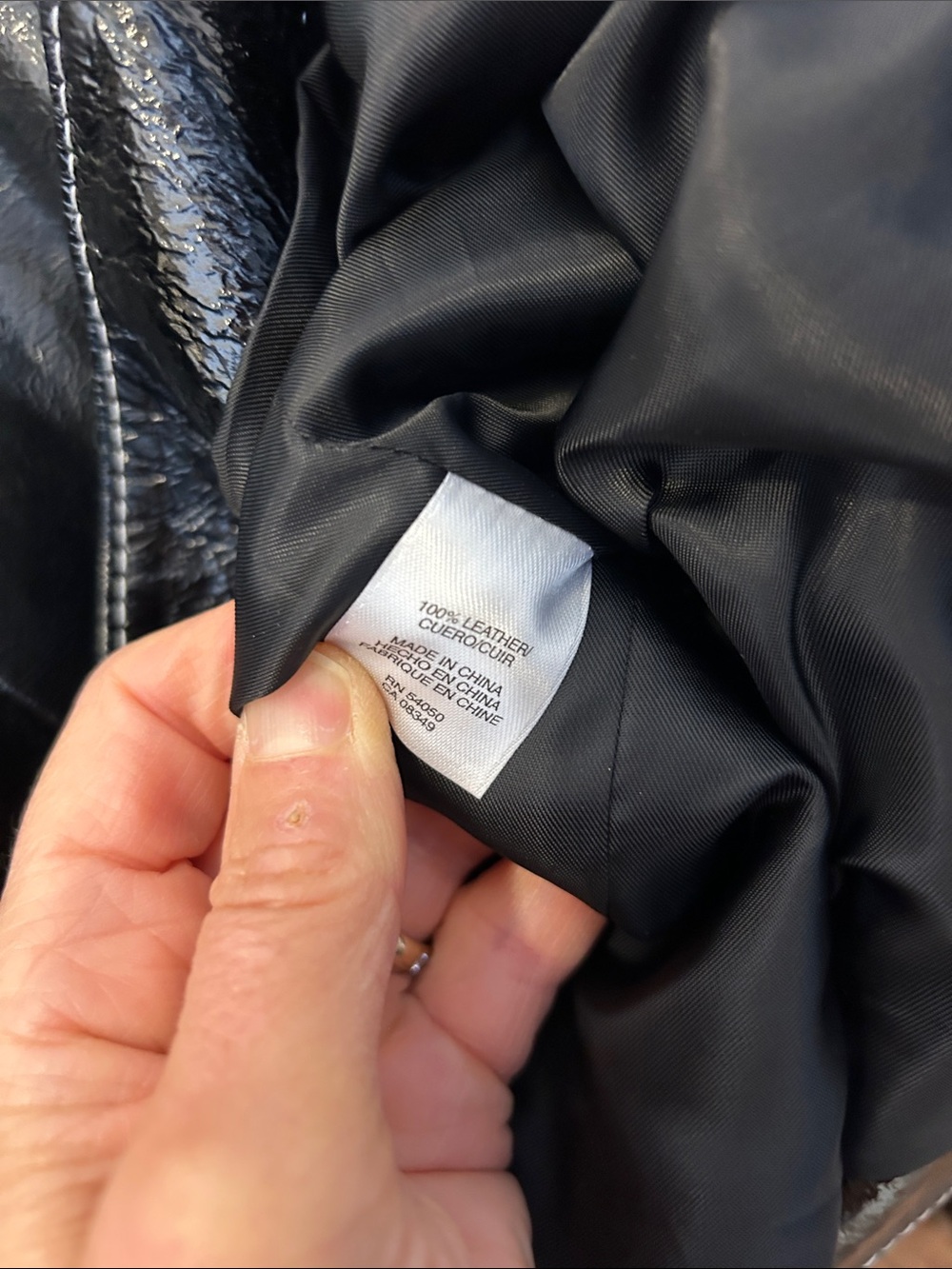 Jones New York Black Leather Round-Neck Button Jacket image 5